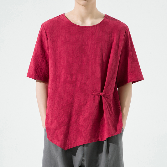 Novelty Hip Hop Men's Short Sleeve T-Shirt Harajuku Solid Color Casual Irregular Design Pleated Panelled Oversized Top